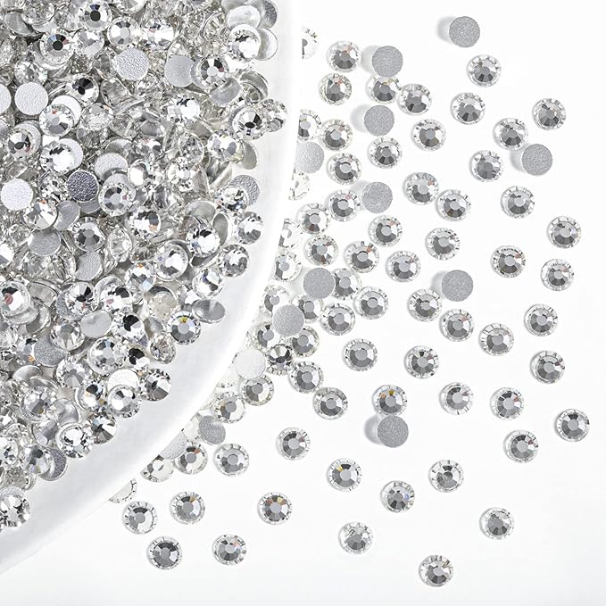 Beadsland Flatback Rhinestones Bulk,14400pcs White Rhinestones for Nails Crafts Clothes DIY Decoration, Crystal, SS12,3.0-3.2mm