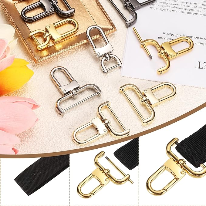 PATIKIL 1/2 Inch Swivel Clasp Hooks, 2 Pcs Detachable Snap Hook with Screw Bar, Swivel Lobster Claw Clasps for Bag Strap Replacement Purse Lanyard DIY Craft Hardware, Black