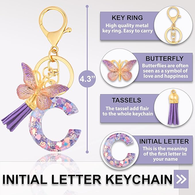 Alphabet Initial Letter Keychain Cute Heart Resin - Letter Keychain for Backpack Charms - Initial Keychains for Women