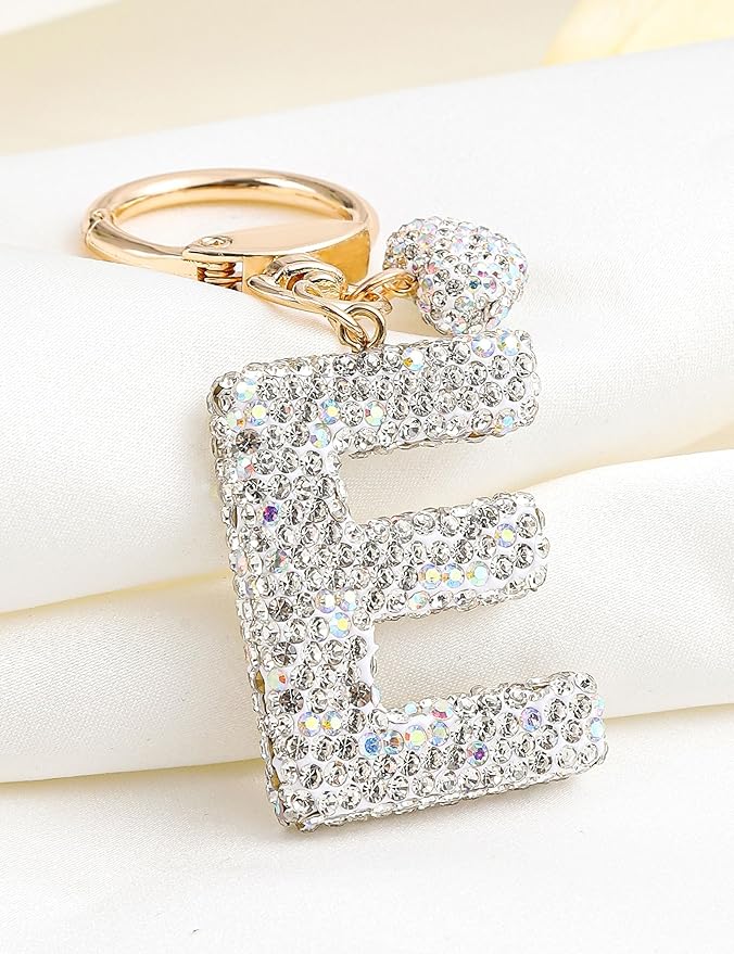 Initial Keychain for Women Girls,Bling Letter Key chain Initial with Heart,Pink Keychain Charms for Backpack Handbag