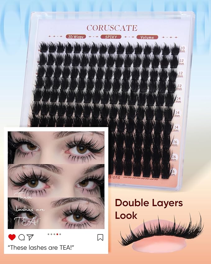 CORUSCATE Lash Clusters Manga Eyelash Cluster Fairy Lashes Spikes Cluster Eyelash Extensions 3D Wispy Lashes Clusters with Spikes Anime Individual Lash Extension 10-16mm DIY Mink Style