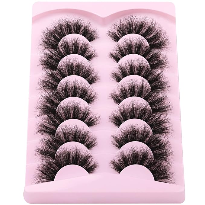 Kiromiro Lashes Volume False Eyelashes Wispy Faux Mink Eyelashes Long Dramatic Lashes 8D Volume Strip Eyelashes Cat Eye Lashes Pack