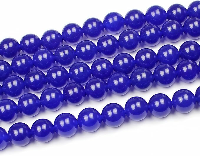 MJDCB Natural Stone Beads Sapphire Jade Round Loose Beads for Jewelry Making DIY Bracelet Necklace (8mm)