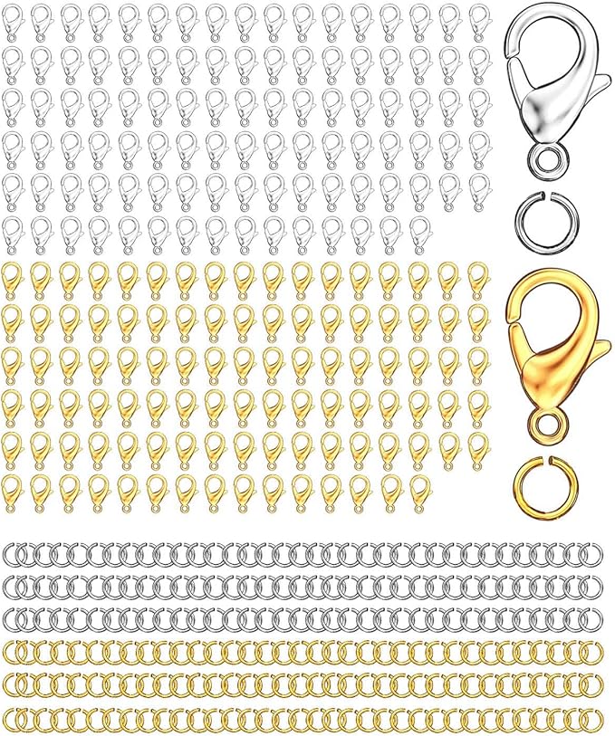 700Pcs Lobster Claw Clasps and Open Jump Rings Set,Lobster Clasps for Jewelry Making Bracelet Clasp and Closures for DIY Necklace Jewelry Anklet