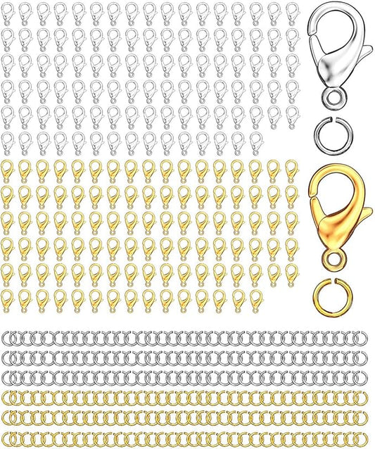 700Pcs Lobster Claw Clasps and Open Jump Rings Set,Lobster Clasps for Jewelry Making Bracelet Clasp and Closures for DIY Necklace Jewelry Anklet