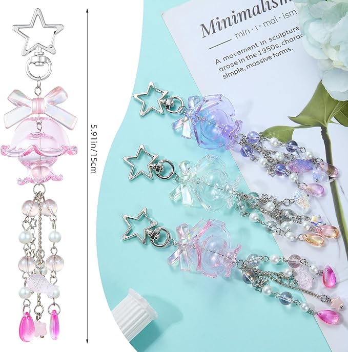 Cute Multicolor Jellyfish Keychains for Women Acrylic with Bow Purse Bag Charms for Backpacks Handbag Decorations