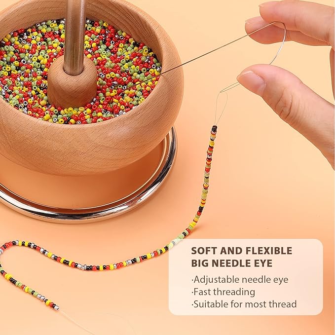 PP OPOUNT 10 PCS Upgrade Big Eye Curved Beading Needles, 5.5 Inch Beading Needles for Bead Spinner, Bead Needles for Jewelry Making, DIY Waist Beads, Necklaces, Bracelets (Patent Protection)