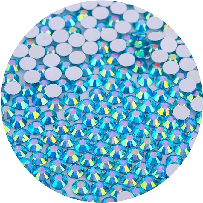 1440 Pcs SS20 5mm Flatback Rhinestones for Nails Art Crafts Glitter Round Gems AB Crystals DIY Clothes Shoes （Peacock Blue AB）