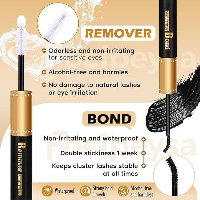 DIY Eyelash Extension Kit Volume Thick Lash Clusters Kit 10-18mm Thick Lash Extensions 90D Individual Eyelashes Extensions Kit with Lash Bond, Lash Remover, Lash Applicator (90D-D Curly-200Pcs)