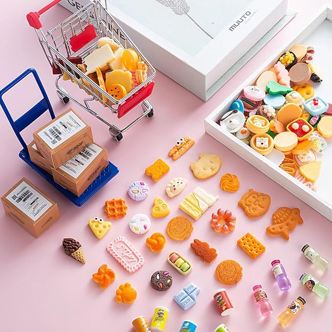 175PCS Miniature Courier Box Set Shopping Mall Shipping Boxes Mini Supermarket Handcart Models 1:12 Food Drink Bottles Cans Dollhouse Pretend Play Kitchen Game Party Accessories Toys Doll House