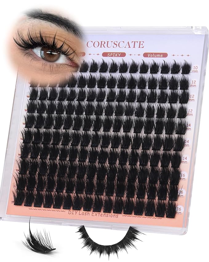 CORUSCATE Lash Clusters Manga Eyelash Cluster Fairy Lashes Spikes Cluster Eyelash Extensions 3D Wispy Lashes Clusters with Spikes Anime Individual Lash Extension 10-16mm DIY Mink Style