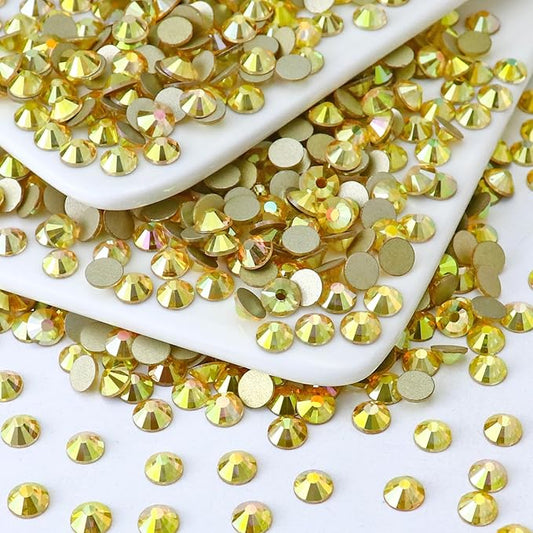 1440PCS SS6 Crystal Glass Flatback Rhinestones, Round Flat Back Crystal Gems for Nail Art and Craft Clothes, Glue Fix Diamond Stones Metal Sunlight (1.9-2.0mm)