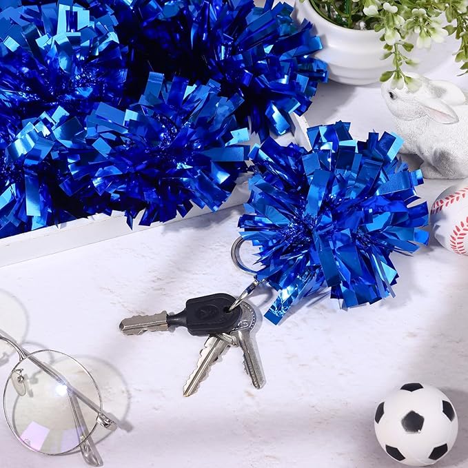 24 Pcs Cheer Pom Pom Keychain Cheerleader Gift Cheering Keyring Camp Team Gift