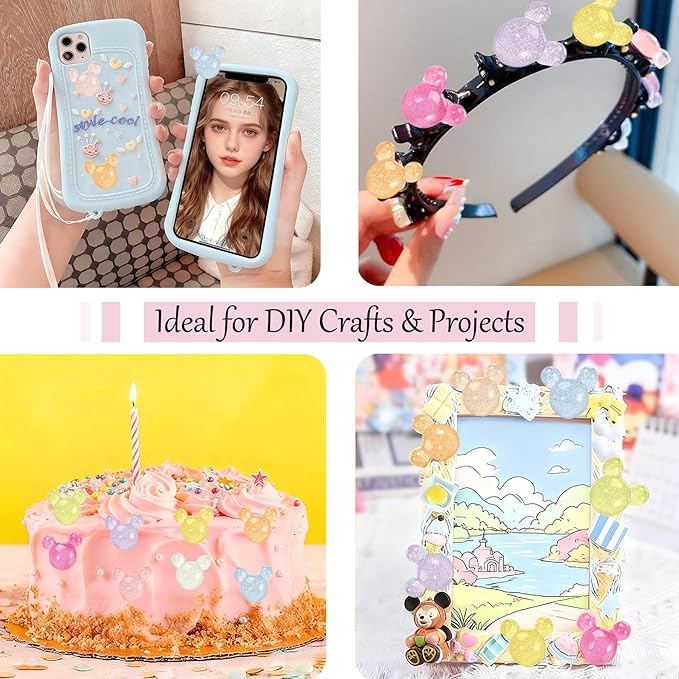50Pcs Cute Slime Charms Bulk Set – Kawaii Accessories Flatback Resin Charms for Crafts, Mini Resin Animals Embellishments for Nail,Phone Junk Cases, Hairpins Scrapbooking& DIY Decoration (Shiny)