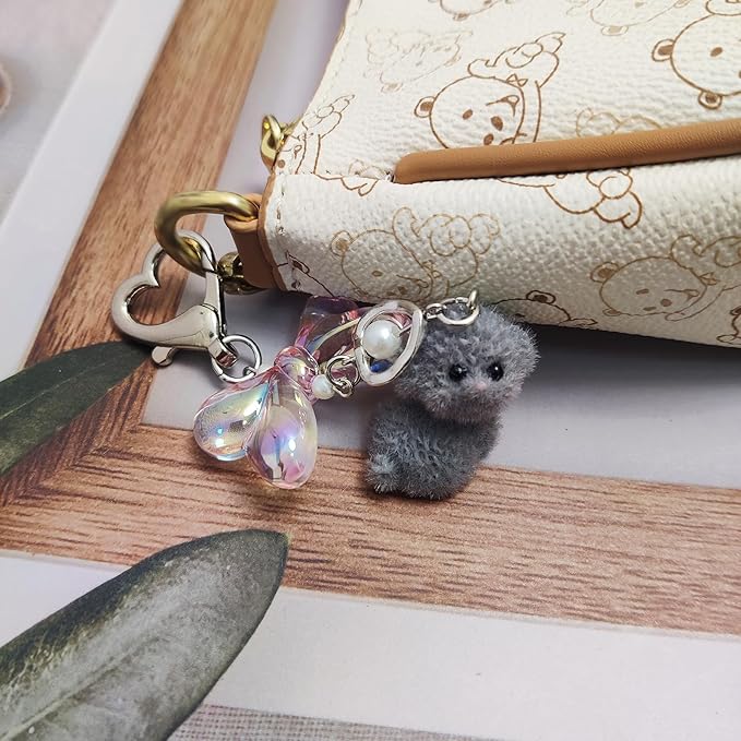 Cute Dog Keychain Fuzzy Dog Puppy Decor Keychain Aesthetic Y2K Bag Charms Stylish Dog Pendant Keychains Accessories