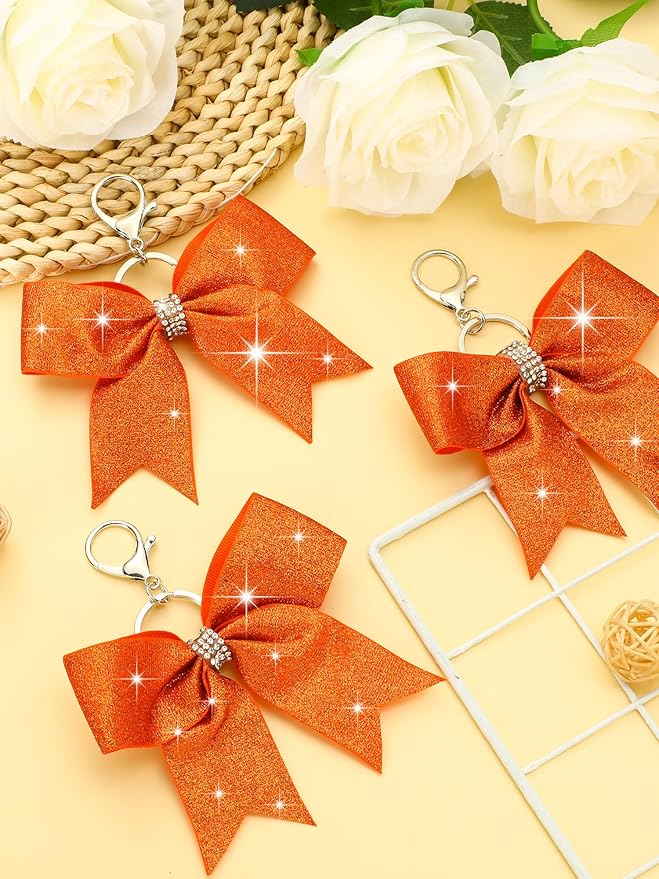 Tondiamo Cheer Bow Keychain Cheer Keychain with Rhinestones Cheerleader Keyrings for Teen Cheerleading Sports Accessory