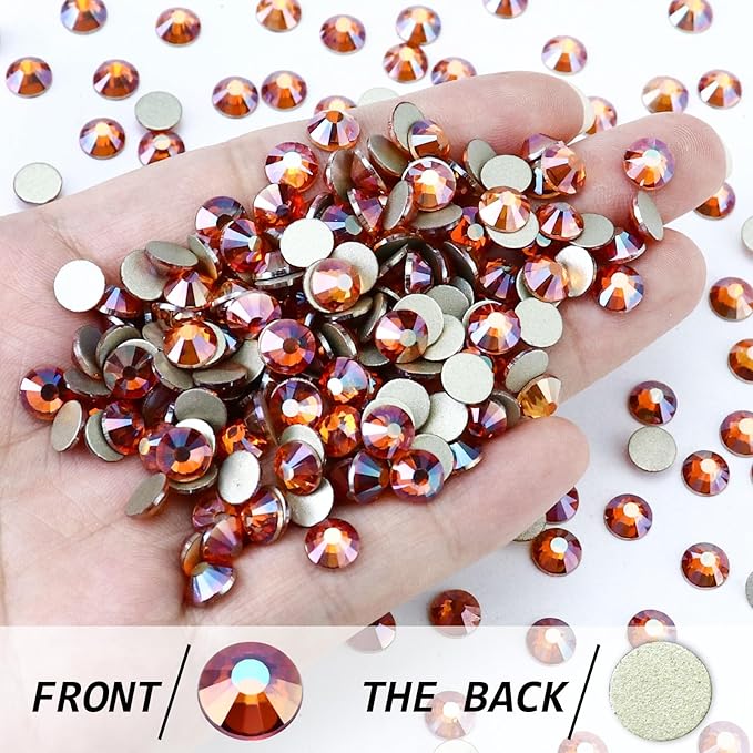 Flatback Crystal Rhinestones Round Gems for Nail Art and Craft Clothes Glue Fix, Amber (1.9-2.0mm) SS6/1440PCS