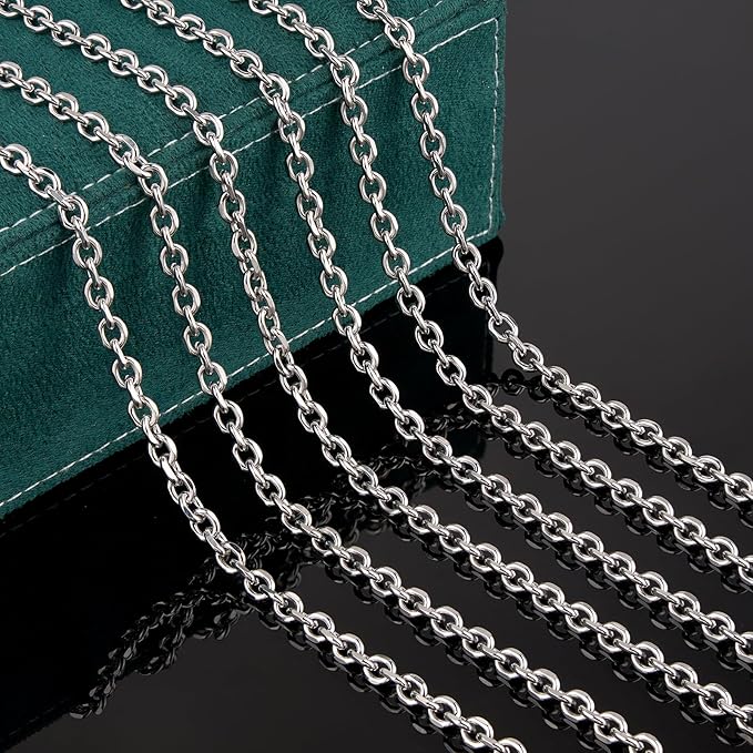 UMAOKANG 5 Meters Stainless Steel Jewelry Making Chain Roll Chunky Cable Chains for Men and Women Necklace DIY with Jump Rings and Lobster Clasps