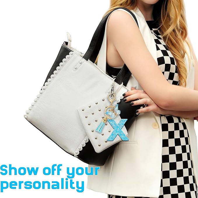 Initial letter Keychains for Women Girls Tassel Butterfly Cute Keychain for Wallet Backpack charm
