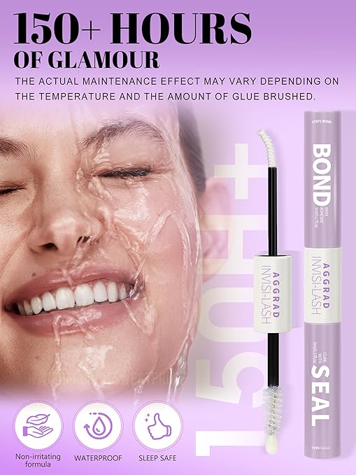Clear Lash Cluster Glue Bond and Seal Waterproof 150H Super Strong Hold Long-Lasting for Eyelash Clusters Extensions DIY Self Adhesive Individual Lash Glue Kit Clear Bonder & Sealant with Remover
