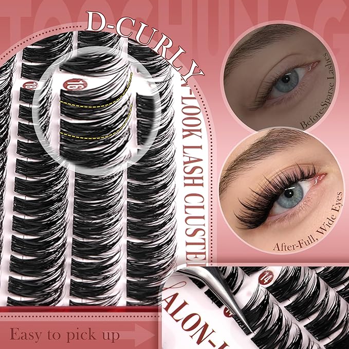 TOOCHUNAG 12-18mm Manga Volume Lash Clusters Wispy Individual Lashes Natural Cluster Lashes for DIY Eyelash Extension