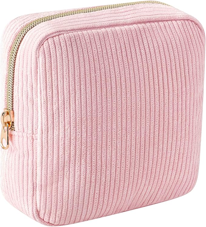 uekeboag Cute Small Corduroy Zipper Makeup Bag, Mini Coquette Aesthetic Pouch with Bear Pattern for for Purse,Key Pocket Lipstick Bag Card Holder Data Cable Organizer (13Pink)