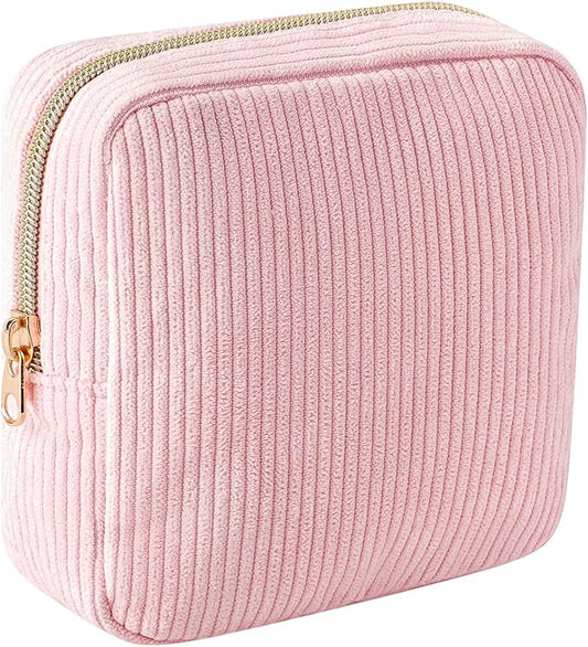 uekeboag Cute Small Corduroy Zipper Makeup Bag, Mini Coquette Aesthetic Pouch with Bear Pattern for for Purse,Key Pocket Lipstick Bag Card Holder Data Cable Organizer (13Pink)