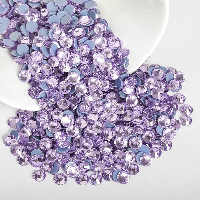 Beadsland Hotfix Rhinestones, 2880pcs Flatback Crystal Rhinestones for Crafts Clothes DIY Decorations,Violet, SS8, 2.3-2.5mm
