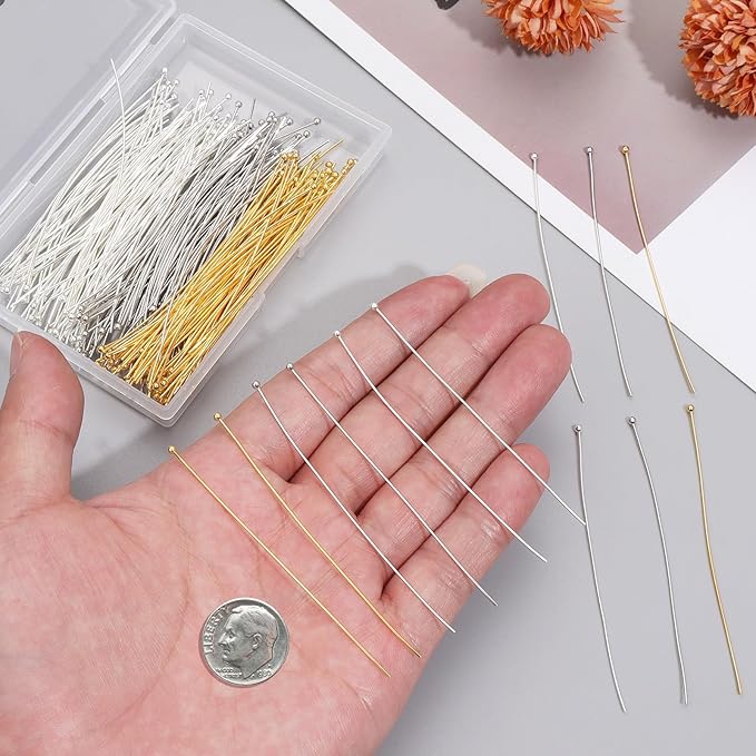 210 Pcs Ball Pins for Jewelry Making Head Pins Eye Pins, Yumttero Straight Pin for Craft Earring Bracelet Necklace Pendant Jewelry Making