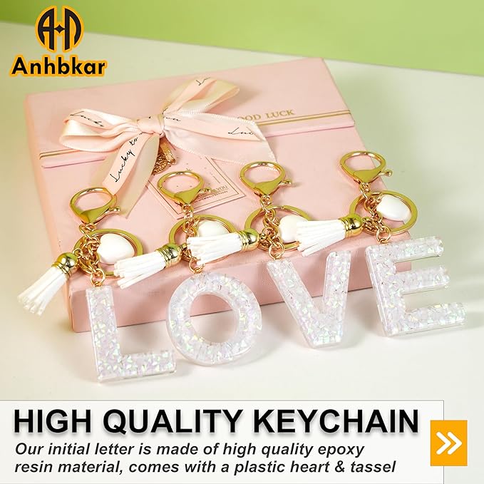 Alphabet Initial Letter Keychain Cute Heart Resin - Letter Keychain for Backpack Charms - Initial Keychains for Women