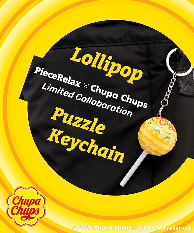 PieceRelax Chupa Chups X 3D Puzzle Keychain 24 Plastic Pieces - Chups My Flavor - Portable Key Ring Unique Gifts