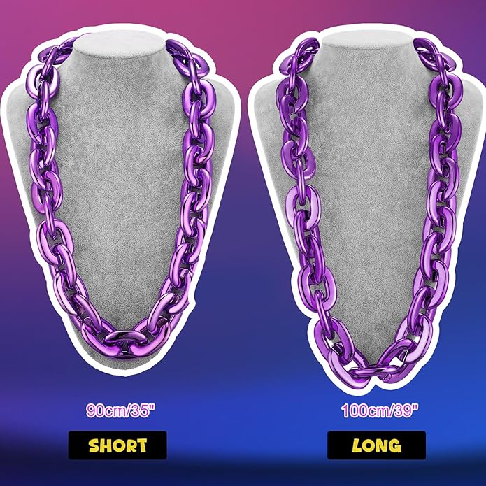 Remuuly Plastic Chain Necklace Chunky Big Fake Necklace Hip Hop Rapper Giant Turnover Chain Costume for Halloween