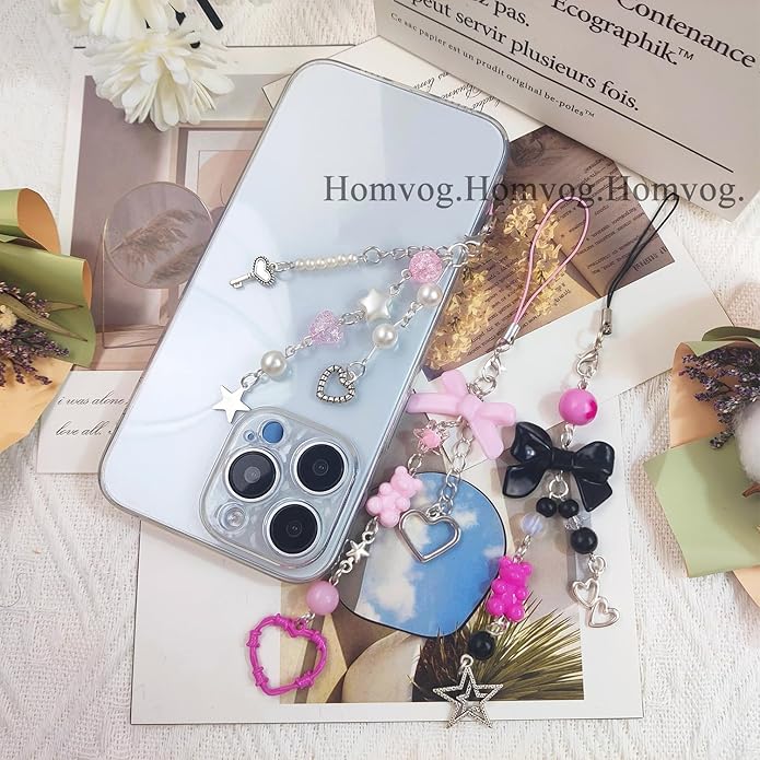 1-4PCS Cute Phone Charms Aesthetic Y2K Cell Phone Charms Strap Pink Strawberry Butterfly Star PhoneCharm Y2K Accessories for Bag Keychain Airpods Camera Pendants Decor