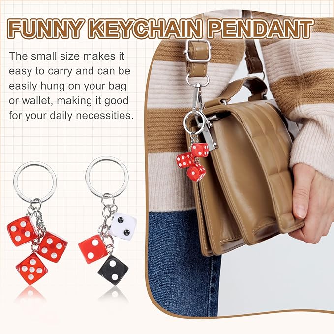 PATIKIL Lucky Dice Keychain Charm, Resin 3D Cube Square Mini Dice Keyrings with 3 Pendants for Bag
