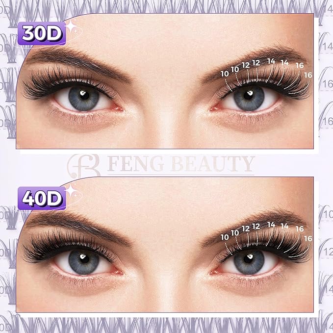 240PCS Natural Lash Clusters 30D/40D Mixed Length 10–16mm, Wispy D Curl Individual Lashes for DIY Cat Eye Look, Lightweight Reusable Cluster Lashes for Beginners (No Tools Included)