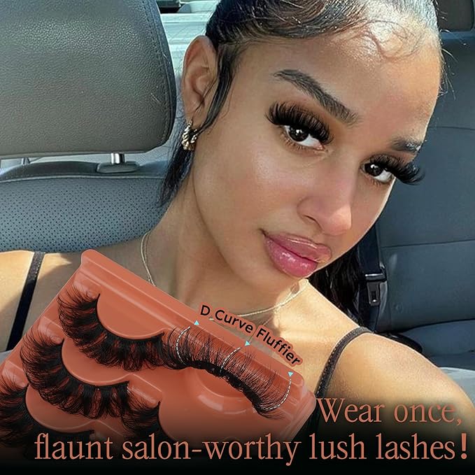 Mink Lashes Fluffy False Eyelashes 20-22mm Dramatic Volume Eyelash Full Eye Lashes 8D D Curly Fake Eyelashes 7 Pairs Faux Mink Lashes Multipack by TOOCHUNAG