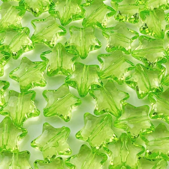 50pcs Acrylic Crystal Star Beads 20mm Star Shape Faceted Beads for Jewelry Making Bracelet Necklace Key Chains DIY Crafts(Light Green)