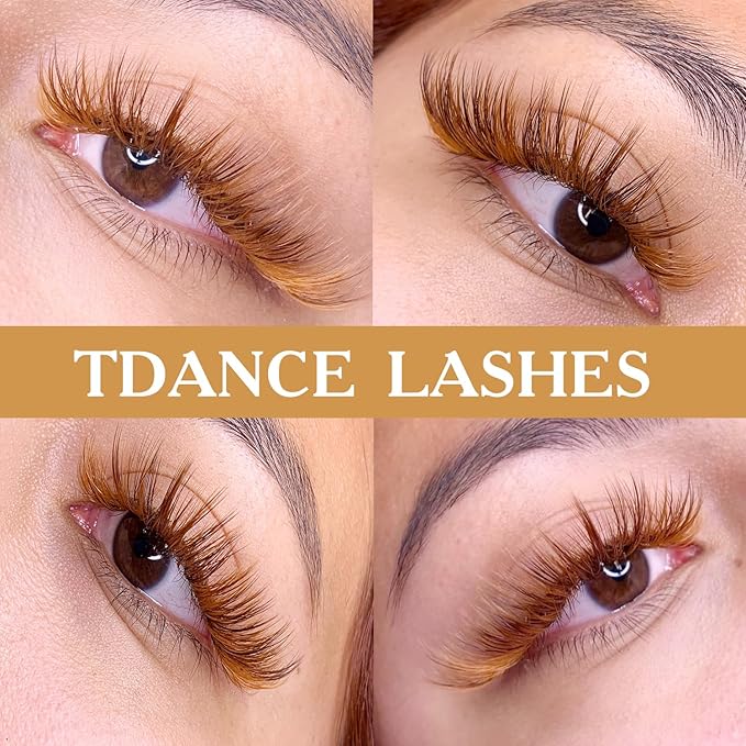TDANCE Light Brown Lash Extensions Colored Lash Extensions Classic Lash Extension 0.07mm C/D Curl Premium Eyelash Extensions Salon Use (Light Brown,C-0.07,8-15mm)