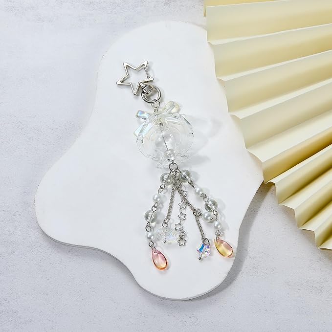Cute Multicolor Jellyfish Keychains for Women Acrylic with Bow Purse Bag Charms for Backpacks Handbag Decorations