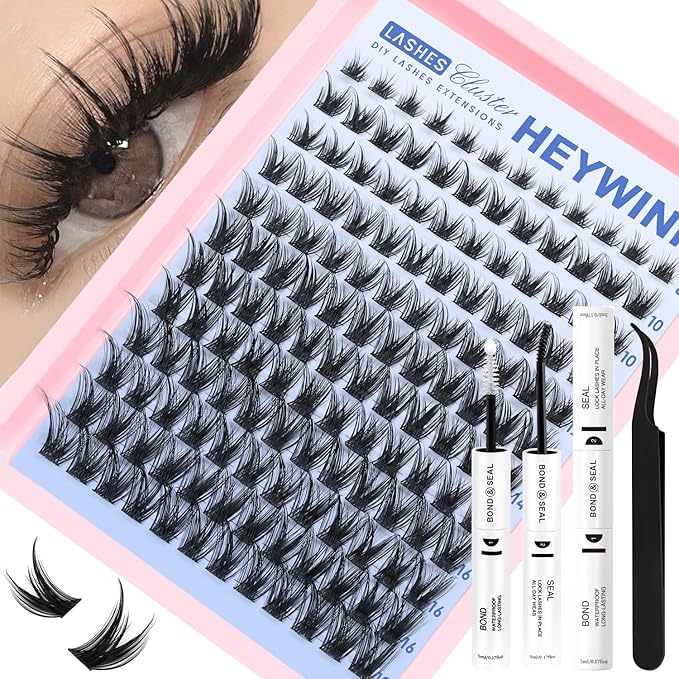 Lash Clusters Kit Wispy Lash Clusters Kit Cluster Eyelash Extensions 8-18mm Lash Extension Kit Eyelash Cluster Eyelash Extensions Clusters with Soft Thin Band Waterproof DIY Individual Lashes