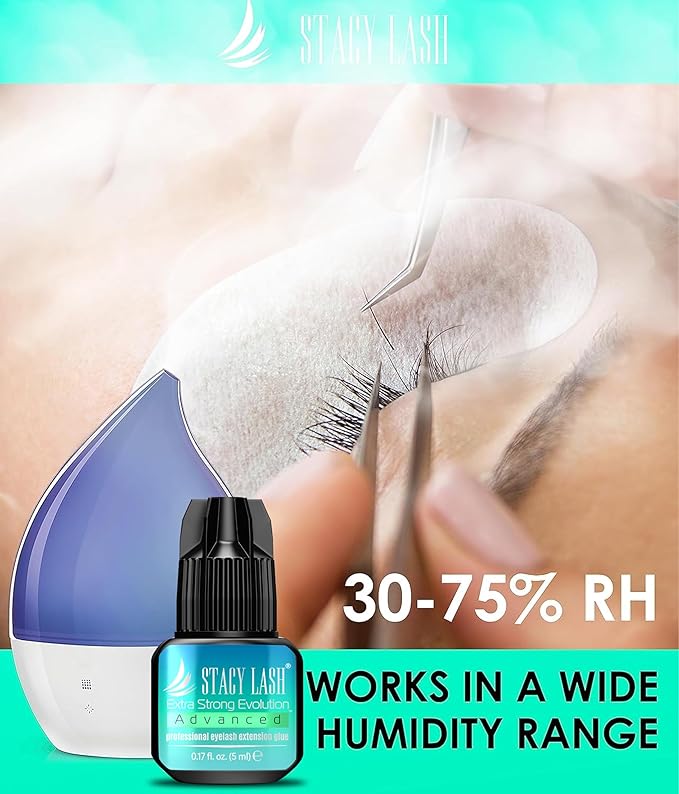 STACY LASH Extra Strong Evolution Advanced Eyelash Extension Glue (0.17fl.oz/5ml)/ 1Sec Dry /6Weeks Retention/Black Adhesive/Professional Supplies