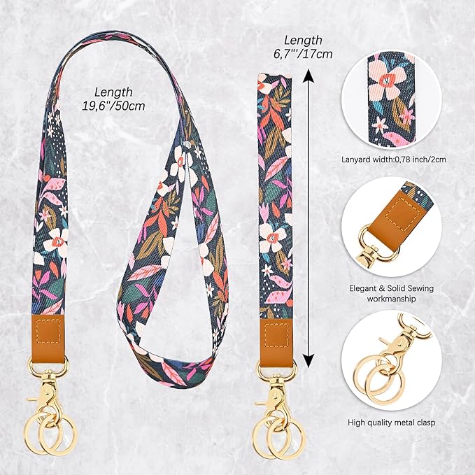 Cool Leopard Wristlet Keychain, Wrist Lanyard Key Chain For Women Men Car Keys Id Holder Card Phone Wallet Camera
