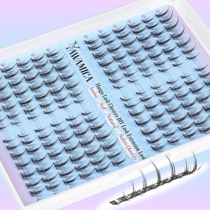 Manga Lash Clusters Natural Eyelash Clusters 8-13mm Anime Cluster Eyelash Extensions Pre-mapped Individual Lashes Wispy Cluster Lashes C Curl Fairy Lashes Clusters DIY Spiky Lash Extension by Yawamica