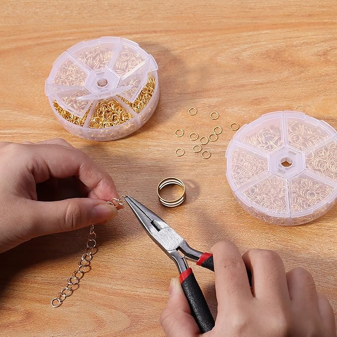1600Pcs Open Jump Rings Gold Jump Rings Set Gold Plated Jump Rings for Jewelry Making Connectors(4mm 5mm 6mm 7mm 8mm 10mm)