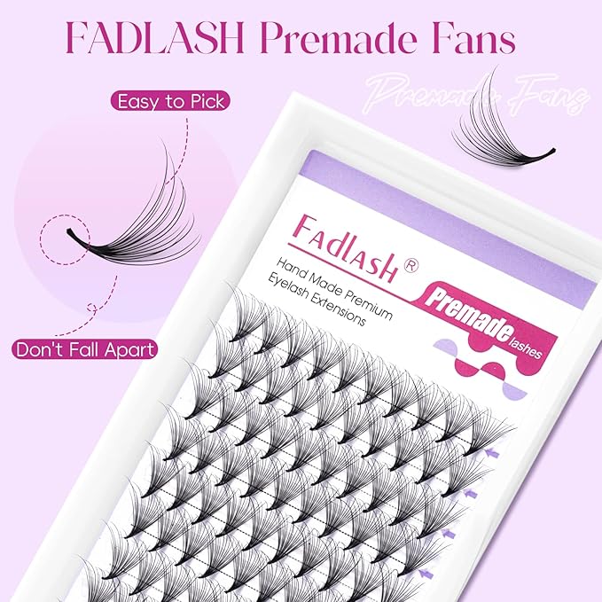 FADLASH Premade Lash Fans D Curl Premade Fans Eyelash Extensions 16D 0.07 Volume Lash Fans Premade Handmade Premade Lash Extensions Fans (16D-07D, Camellia)