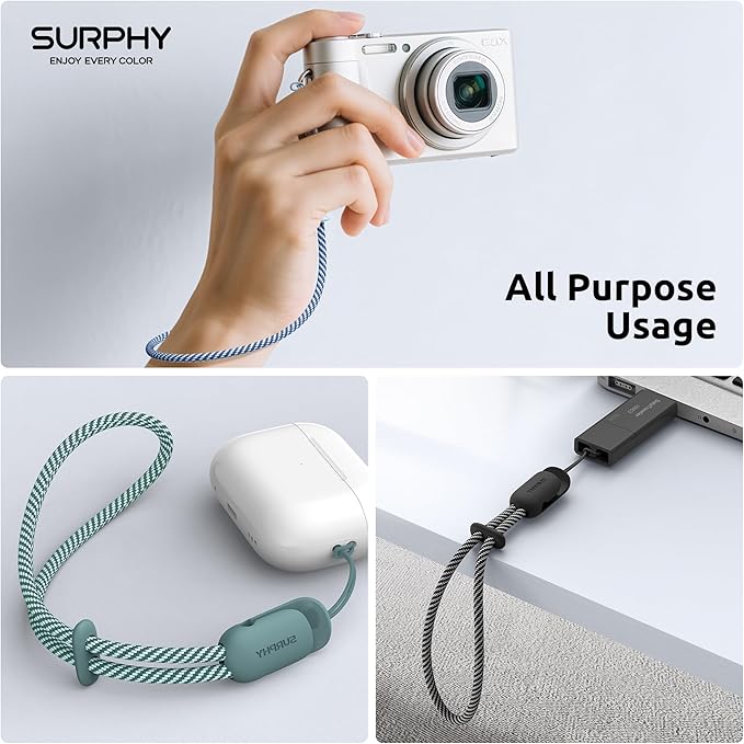 SURPHY 3 Pack Phone Wrist Strap with CellPhone Tether Tab, Cellphone Lanyard, Phone Strap with 2-Color Braided, Wrist Lanyard