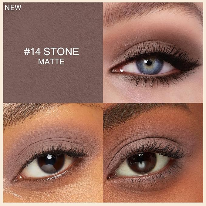 Erinde Waterproof Cream Eyeshadow Stick, Mocha Brown Matte Eye Shadow Sticks, Cream to Powder Eyeshadow Crayon, Buildable & Blendable Long-Lasting Eye Shadow Stick, Vegan & Cruelty-Free, 14 Stone