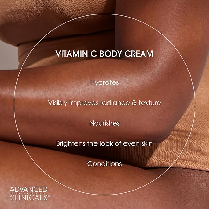 Advanced Clinicals Hyaluronic Acid Moisturzier + Brightening Vitamin C Cream 2pc Skincare Set For Women & Men | Face Moisturizer & Body Cream Helps Improve Look Of Crepey Skin & Uneven Skin Tone, 2pc
