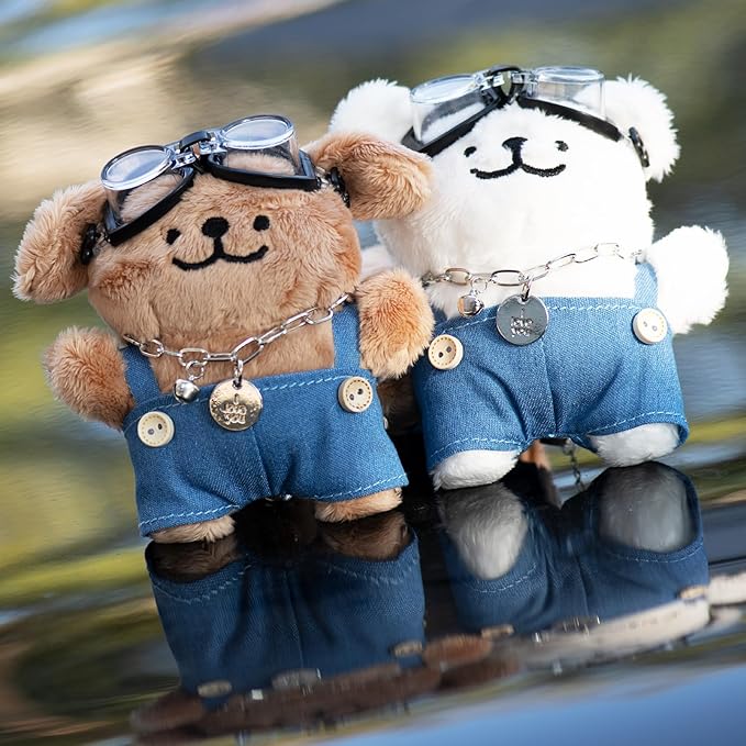 YOU WIZV Cute Dog Plush Keychain for Women - Kawaii Stuffed Animal Charm for Purse, Backpack & Bag Accessories