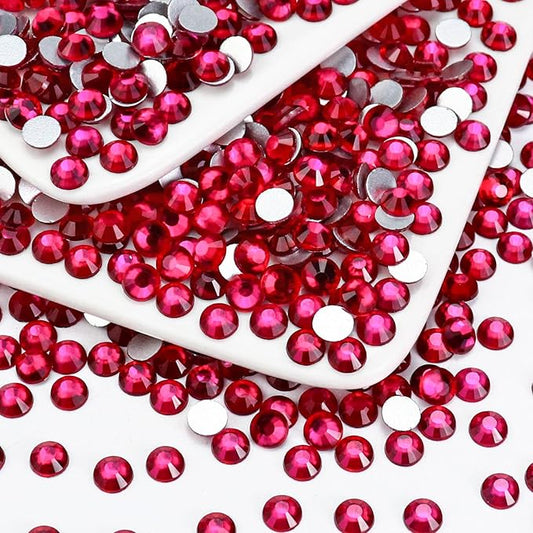 1440PCS SS3 Crystal Glass Flatback Rhinestones, Round Flat Back Crystal Gems for Nail Art and Craft Clothes, Glue Fix Diamond Stones Hot Pink (1.3-1.4mm)